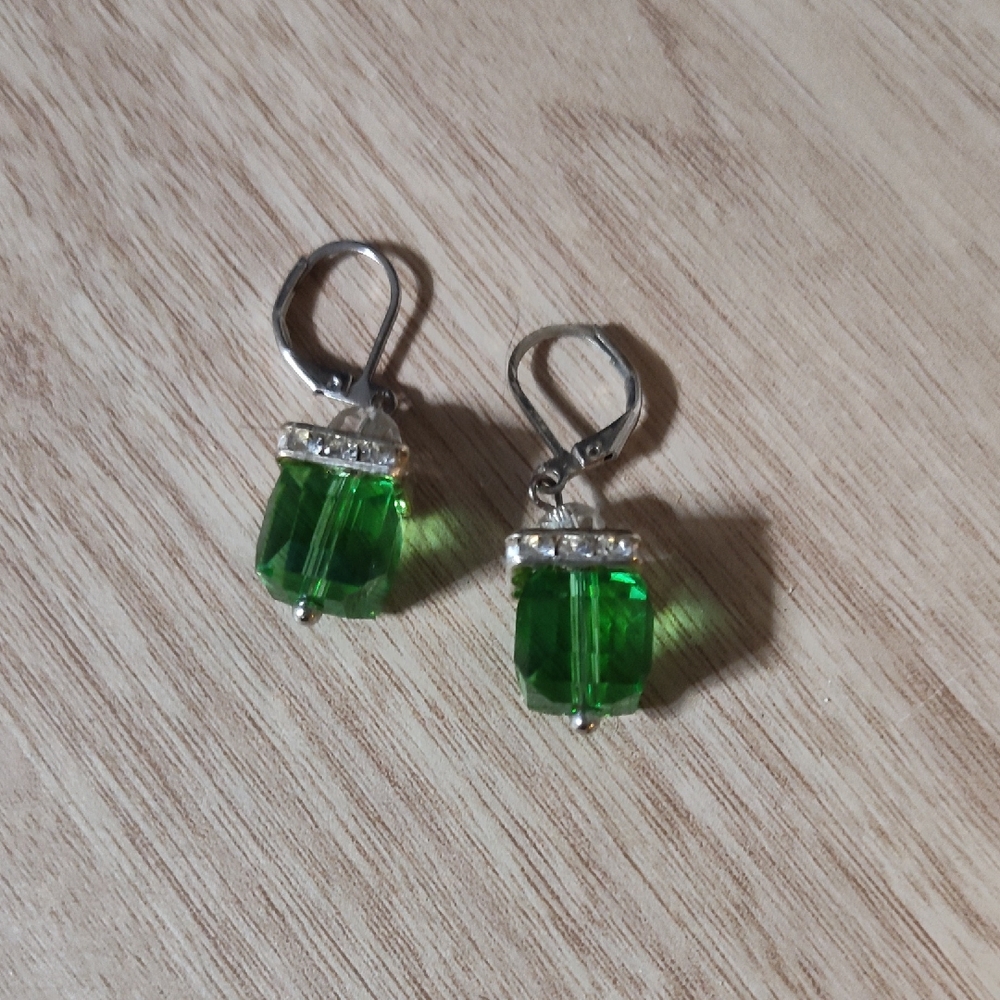 Vibrant Green Crystal Earrings